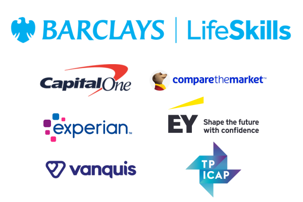 Supporter logos: Barclays LifeSkills, Capital One, Compare the Market, Experian, EY, Vanquis and TP ICAP