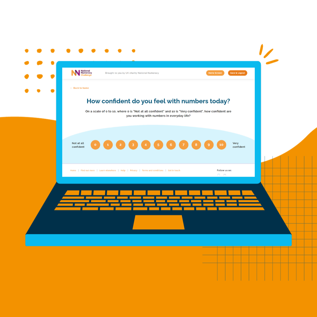 Image showing a screen on the National Numeracy Challenge that asks "How confident do you feel with numbers today?"