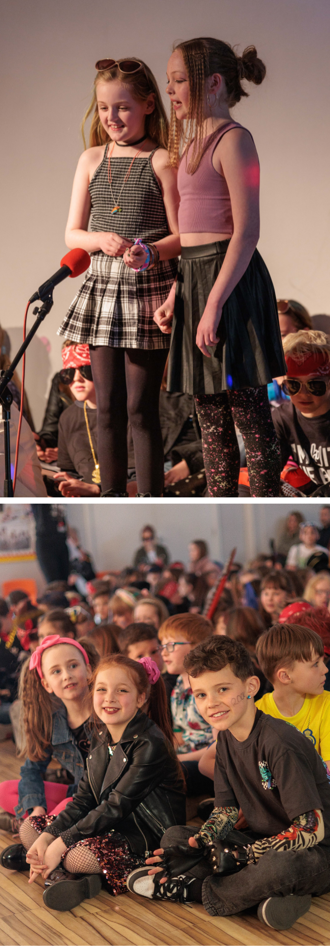 Students on stage and in the audience