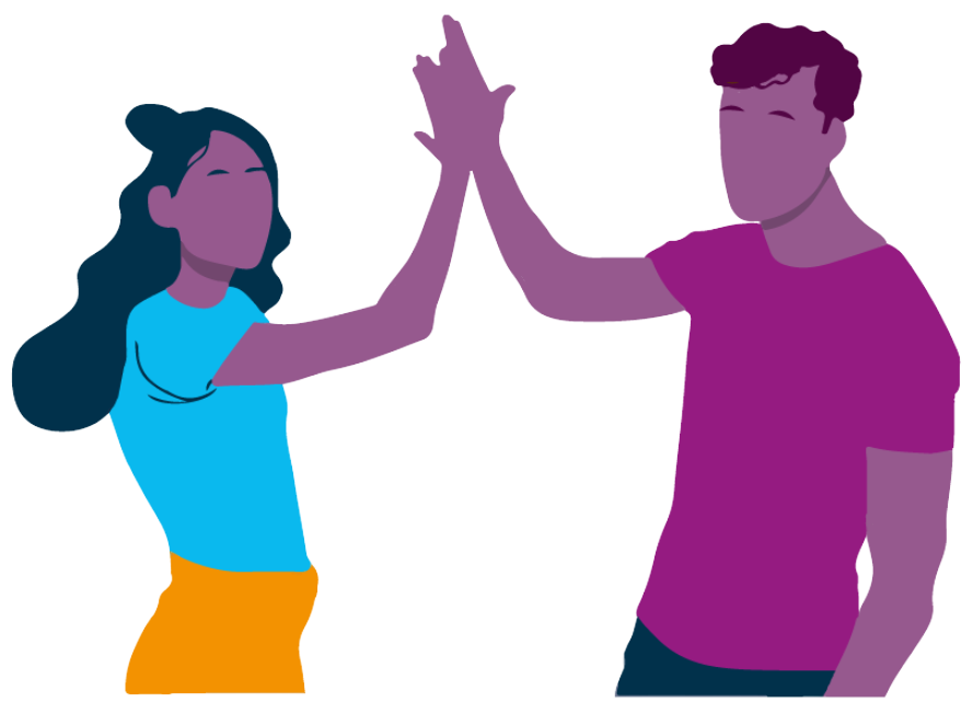 Graphic of a people high-fiving