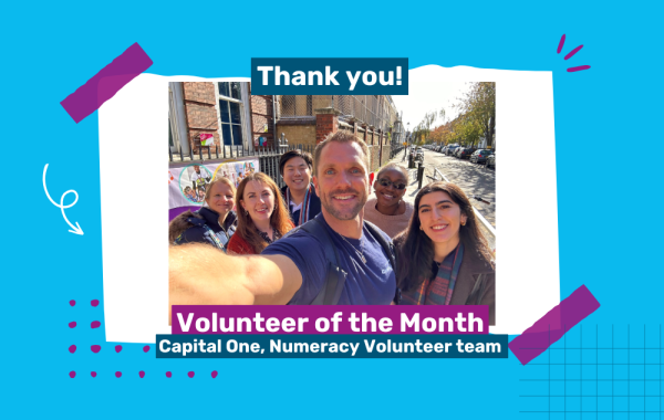 Photo of the Capital One volunteering team with members of National Numeracy