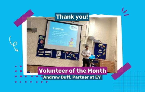 Volunteer Andrew Duff delivering an assembly