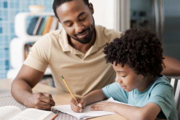 Parent helping child