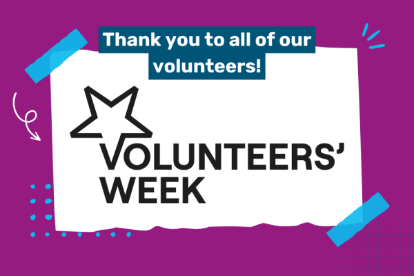A graphic saying "Thank you to all of our volunteers!"